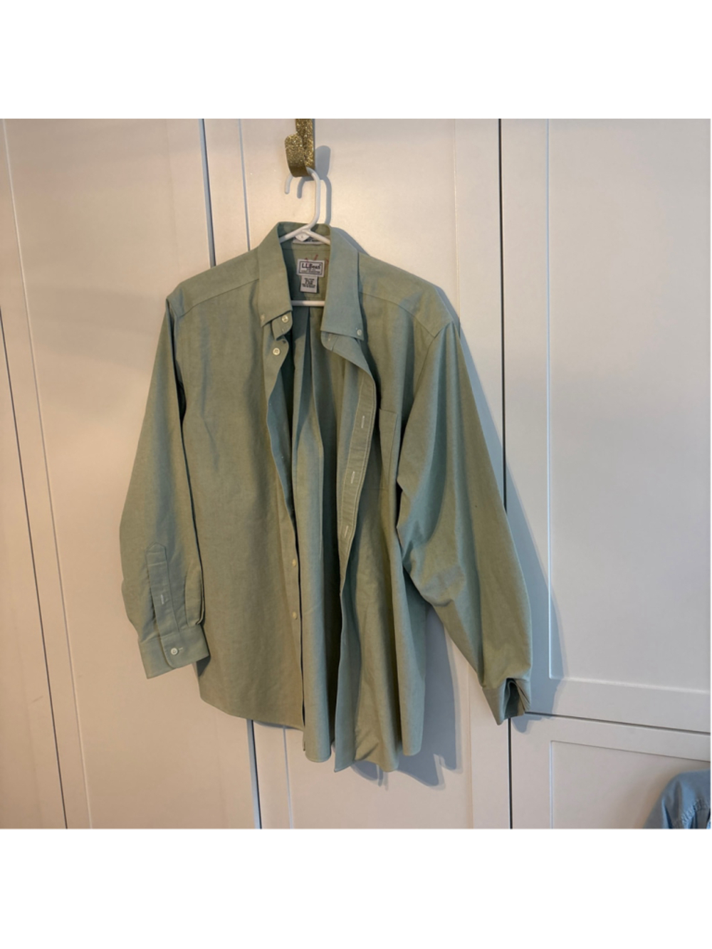 Men's L.L.Bean Casual Button Down Shirt, Size 15.5, Green